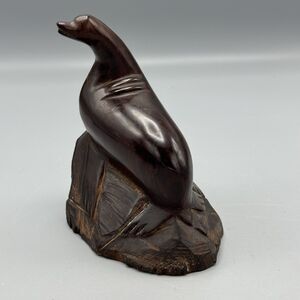 Vintage Hand Carved Ironwood Seal Sea Lion Figurine Sculpture MCM Nautical 5.5"T